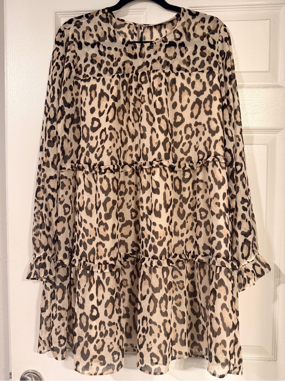 LOFT Leopard Tiered dress  in Beige and Brown
